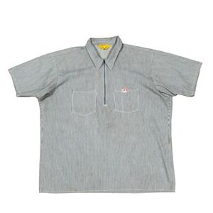 Vintage Ben Davis Striped 1/4 Zip‎ Shirt Men Size XL Yellow Tag